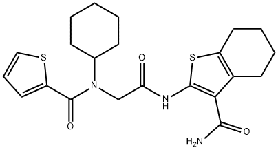 Benzo[b]thiophene-3-carboxamide, 2-[[[cyclohexyl(2-thienylcarbonyl)amino]acetyl]amino]-4,5,6,7-tetrahydro- (9CI) Struktur