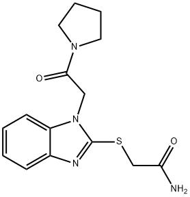 Acetamide, 2-[[1-[2-oxo-2-(1-pyrrolidinyl)ethyl]-1H-benzimidazol-2-yl]thio]- (9CI) Struktur