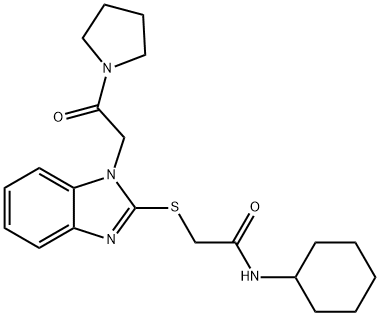 Acetamide, N-cyclohexyl-2-[[1-[2-oxo-2-(1-pyrrolidinyl)ethyl]-1H-benzimidazol-2-yl]thio]- (9CI) Struktur