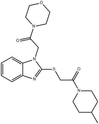 Morpholine, 4-[[2-[[2-(4-methyl-1-piperidinyl)-2-oxoethyl]thio]-1H-benzimidazol-1-yl]acetyl]- (9CI) Struktur