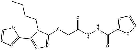 2-Furancarboxylicacid,2-[[[4-butyl-5-(2-furanyl)-4H-1,2,4-triazol-3-yl]thio]acetyl]hydrazide(9CI) Struktur