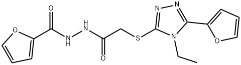 2-Furancarboxylicacid,2-[[[4-ethyl-5-(2-furanyl)-4H-1,2,4-triazol-3-yl]thio]acetyl]hydrazide(9CI) Struktur