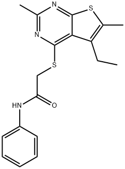 Acetamide, 2-[(5-ethyl-2,6-dimethylthieno[2,3-d]pyrimidin-4-yl)thio]-N-phenyl- (9CI) Struktur