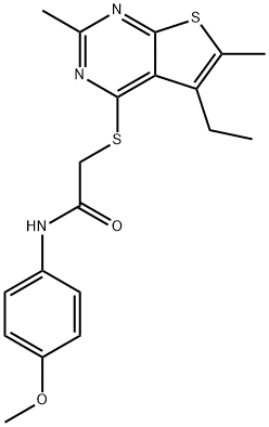 Acetamide, 2-[(5-ethyl-2,6-dimethylthieno[2,3-d]pyrimidin-4-yl)thio]-N-(4-methoxyphenyl)- (9CI) Struktur