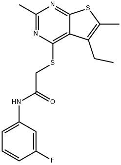 Acetamide, 2-[(5-ethyl-2,6-dimethylthieno[2,3-d]pyrimidin-4-yl)thio]-N-(3-fluorophenyl)- (9CI) Struktur