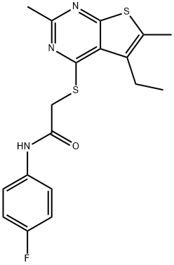 Acetamide, 2-[(5-ethyl-2,6-dimethylthieno[2,3-d]pyrimidin-4-yl)thio]-N-(4-fluorophenyl)- (9CI) Struktur