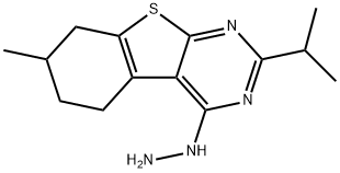 [1]Benzothieno[2,3-d]pyrimidin-4(1H)-one, 5,6,7,8-tetrahydro-7-methyl-2-(1-methylethyl)-, hydrazone (9CI) Struktur