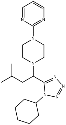 Pyrimidine, 2-[4-[1-(1-cyclohexyl-1H-tetrazol-5-yl)-3-methylbutyl]-1-piperazinyl]- (9CI) Struktur