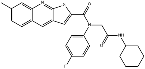 Thieno[2,3-b]quinoline-2-carboxamide, N-[2-(cyclohexylamino)-2-oxoethyl]-N-(4-fluorophenyl)-7-methyl- (9CI) Struktur