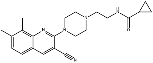 Cyclopropanecarboxamide, N-[2-[4-(3-cyano-7,8-dimethyl-2-quinolinyl)-1-piperazinyl]ethyl]- (9CI) Struktur