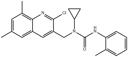 Urea, N-[(2-chloro-6,8-dimethyl-3-quinolinyl)methyl]-N-cyclopropyl-N-(2-methylphenyl)- (9CI) Struktur