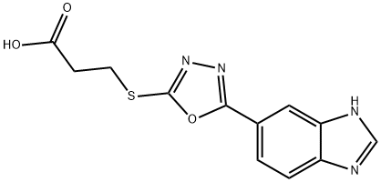 Propanoic acid, 3-[[5-(1H-benzimidazol-5-yl)-1,3,4-oxadiazol-2-yl]thio]- (9CI) Struktur