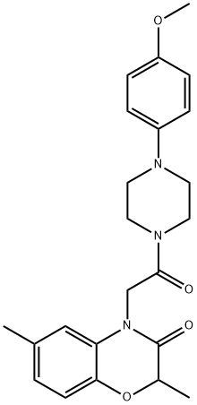 Piperazine, 1-[(2,3-dihydro-2,6-dimethyl-3-oxo-4H-1,4-benzoxazin-4-yl)acetyl]-4-(4-methoxyphenyl)- (9CI) Struktur