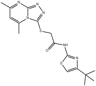 Acetamide, N-[4-(1,1-dimethylethyl)-2-thiazolyl]-2-[(5,7-dimethyl-1,2,4-triazolo[4,3-a]pyrimidin-3-yl)thio]- (9CI) Struktur