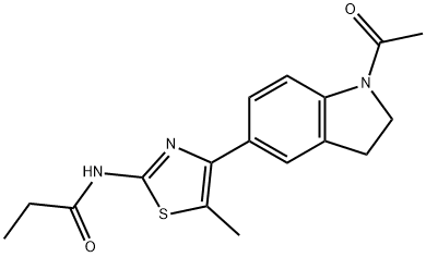 Propanamide, N-[4-(1-acetyl-2,3-dihydro-1H-indol-5-yl)-5-methyl-2-thiazolyl]- (9CI) Struktur