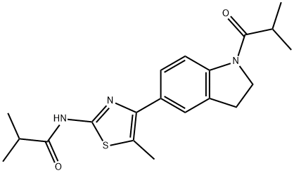 Propanamide, N-[4-[2,3-dihydro-1-(2-methyl-1-oxopropyl)-1H-indol-5-yl]-5-methyl-2-thiazolyl]-2-methyl- (9CI) Struktur