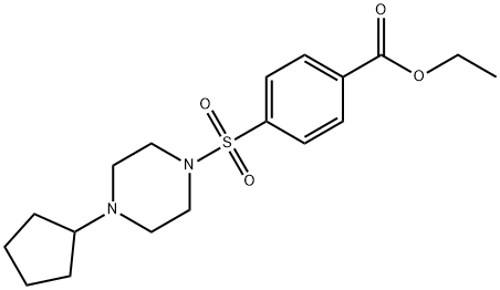 Benzoic acid, 4-[(4-cyclopentyl-1-piperazinyl)sulfonyl]-, ethyl ester (9CI) Struktur