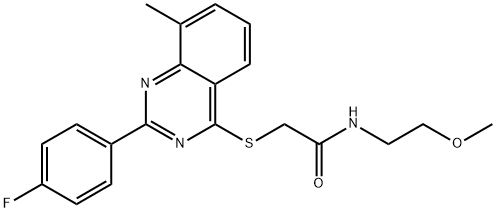 Acetamide, 2-[[2-(4-fluorophenyl)-8-methyl-4-quinazolinyl]thio]-N-(2-methoxyethyl)- (9CI) Struktur