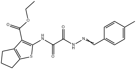 4H-Cyclopenta[b]thiophene-3-carboxylicacid,5,6-dihydro-2-[[[[(4-methylphenyl)methylene]hydrazino]oxoacetyl]amino]-,ethylester(9CI) Struktur