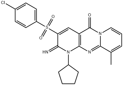 3-[(4-chlorophenyl)sulfonyl]-1-cyclopentyl-2-imino-10-methyl-1,2-dihydro-5H-dipyrido[1,2-a:2,3-d]pyrimidin-5-one Struktur