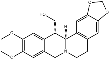 5,8,13,13a-Tetrahydro-10,11-dimethoxy-6H-benzo(g)-1,3-benzodioxolo(5,6 -a)quinolizine-13-methanol cis- Struktur