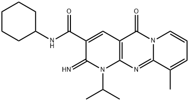 N-cyclohexyl-2-imino-1-isopropyl-10-methyl-5-oxo-1,5-dihydro-2H-dipyrido[1,2-a:2,3-d]pyrimidine-3-carboxamide Struktur