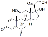 9-bromo-6beta-fluoro-11beta,17,21-trihydroxy-16alpha-methylpregna-1,4-diene-3,20-dione Struktur