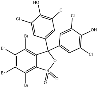 4,4'-(4,5,6,7-tetrabromo-3H-2,1-benzoxathiol-3-ylidene)bis[2,6-dichlorophenol] S,S-dioxide      Struktur