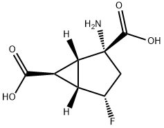 Bicyclo[3.1.0]hexane-2,6-dicarboxylic acid, 2-amino-4-fluoro-, (1S,2R,4S,5S,6S)- (9CI) Struktur