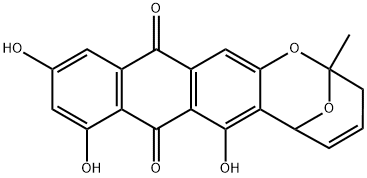 3,6-Dihydro-7,9,11-trihydroxy-2-methyl-2,6-epoxy-2H-anthra[2,3-b]oxocin-8,13-dione Struktur