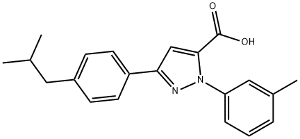 3-(4-ISOBUTYLPHENYL)-1-M-TOLYL-1H-PYRAZOLE-5-CARBOXYLIC ACID Struktur