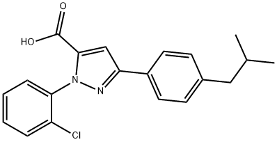 1-(2-CHLOROPHENYL)-3-(4-ISOBUTYLPHENYL)-1H-PYRAZOLE-5-CARBOXYLIC ACID Struktur