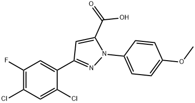 3-(2,4-DICHLORO-5-FLUOROPHENYL)-1-(4-METHOXYPHENYL)-1H-PYRAZOLE-5-CARBOXYLIC ACID Struktur