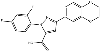 1-(2,4-DIFLUOROPHENYL)-3-(2,3-DIHYDROBENZO[B][1,4]DIOXIN-7-YL)-1H-PYRAZOLE-5-CARBOXYLIC ACID Struktur