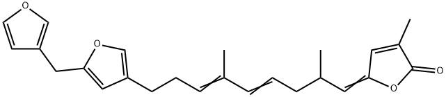 5-[9-[5-(3-Furylmethyl)furan-3-yl]-2,6-dimethyl-4,6-nonadien-1-ylidene]-3-methylfuran-2(5H)-one Struktur