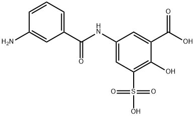 2-hydroxy-3-sulfo-5-(3-aminobenzamido)benzoic acid Struktur