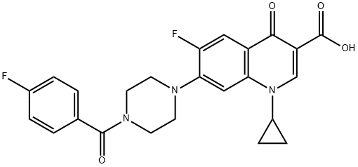 3-Quinolinecarboxylic acid, 1-cyclopropyl-6-fluoro-7-[4-(4-fluorobenzoyl)-1-piperazinyl]-1,4-dihydro-4-oxo- Struktur