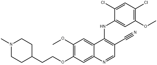 4-[(2,4-DICHLORO-5-METHOXYPHENYL)AMINO]-6-METHOXY-7-[2-(1-METHYL-4-PIPERIDINYL)ETHOXY]-3-QUINOLINECARBONITRILE Struktur