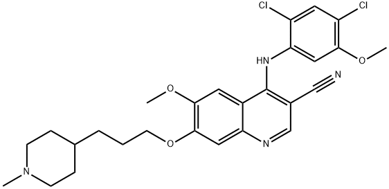 4-[(2,4-DICHLORO-5-METHOXYPHENYL)AMINO]-6-METHOXY-7-[(1-METHYL-4-PIPERIDIN-4-YL)METHOXY]-3 QUINOLINECARBONITRILE Struktur