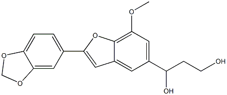 (-)-1-[2-(1,3-Benzodioxol-5-yl)-7-methoxybenzofuran-5-yl]-1,3-propanediol Struktur