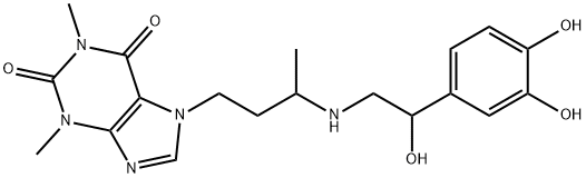 7-[3-[[2-(3,4-Dihydroxyphenyl)-2-hydroxyethyl]amino]butyl]theophyline Struktur