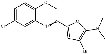 2-Furanamine,  3-bromo-5-[[(5-chloro-2-methoxyphenyl)imino]methyl]-N,N-dimethyl- Struktur