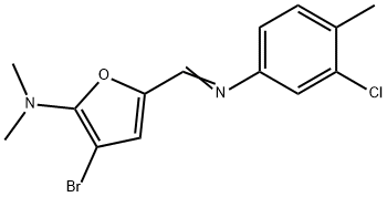 2-Furanamine,  3-bromo-5-[[(3-chloro-4-methylphenyl)imino]methyl]-N,N-dimethyl- Struktur