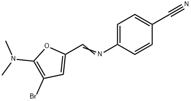 Benzonitrile,  4-[[[4-bromo-5-(dimethylamino)-2-furanyl]methylene]amino]- Struktur