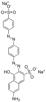 disodium 7-amino-4-hydroxy-3-[[4-[(4-sulphonatophenyl)azo]phenyl]azo]naphthalene-2-sulphonate Struktur