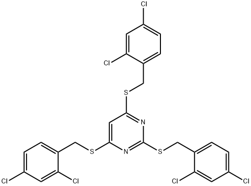 2,4,6-tris[(2,4-dichlorophenyl)methylsulfanyl]pyrimidine Struktur