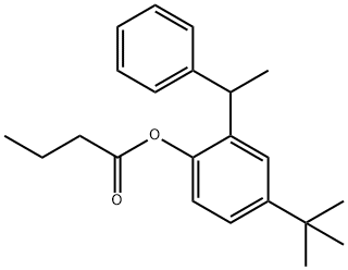 [2-(1-phenylethyl)-4-tert-butyl-phenyl] butanoate Struktur