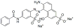 disodium 6-amino-5-[[4-(benzoylamino)-2-sulphonatophenyl]azo]-4-hydroxynaphthalene-2-sulphonate Struktur