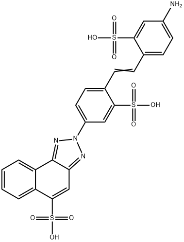 2-[4-[2-(4-amino-2-sulphophenyl)vinyl]-3-sulphophenyl]-2H-naphtho[1,2-d]triazole-5-sulphonic acid Struktur