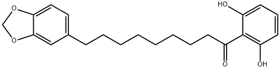 9-(1,3-Benzodioxol-5-yl)-1-(2,6-dihydroxyphenyl)-1-nonanone Struktur